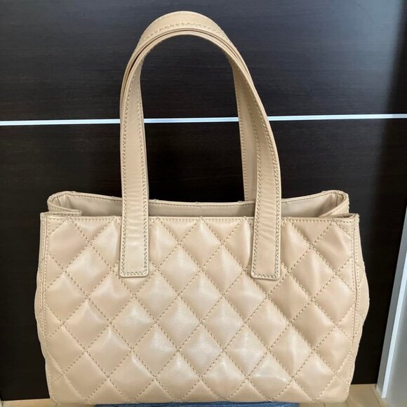 CHANEL CC Wild Stitch Vintage Quilted Shoulder Bag Tote Lambskin Light Beige - Picture 11 of 16